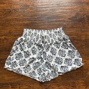 Mossimo Supply Co. Black & White Floral High-Waist Smocked Shorts